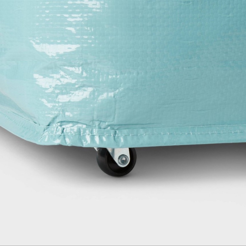 Brightroom Pewter Aqua Storage Bag Collapsible Wheels Rolling Tote NWT - Picture 5 of 6